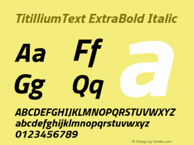 TitilliumText ExtraBold Italic Version 60.001图片样张