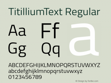 TitilliumText Regular Version 60.001 Font Sample