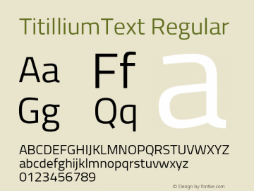 TitilliumText Regular Version 60.001 Font Sample