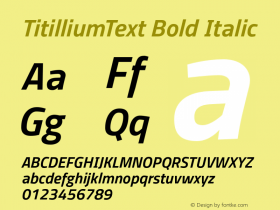 TitilliumText Bold Italic Version 60.001图片样张