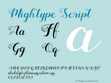 Mightype Script Version 1.000;PS 001.001;hotconv 1.0.56 Font Sample