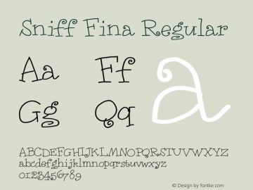 Sniff Fina Regular Version 001.000 Font Sample