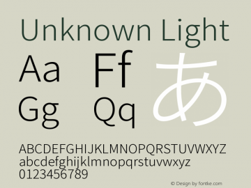 Unknown Light Version 1.0 Font Sample