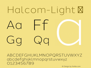 Halcom-Light ☞ Version 1.000;PS 001.000;hotconv 1.0.70;makeotf.lib2.5.58329;com.myfonts.easy.northernblock.halcom.light.wfkit2.version.4qdj Font Sample