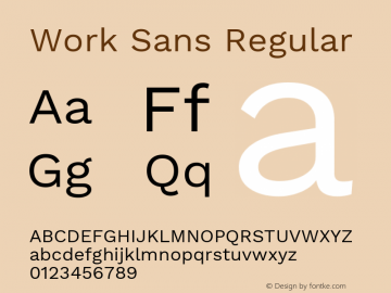Work Sans Regular Version 1.032 Font Sample