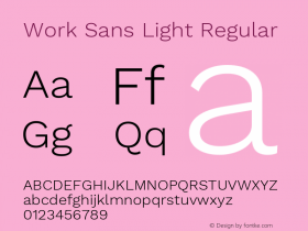 Work Sans Light Regular Version 1.032 Font Sample