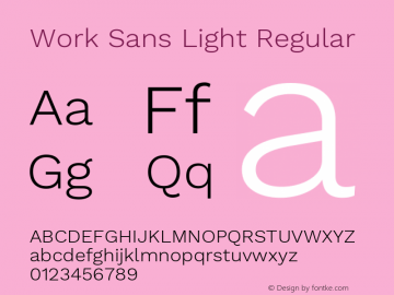 Work Sans Light Regular Version 1.032图片样张