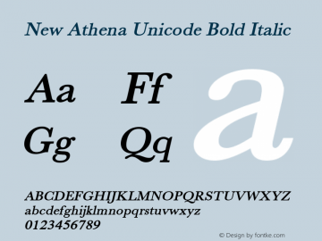 New Athena Unicode Bold Italic Version 5.002 Font Sample