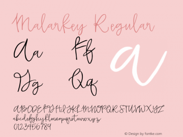 Malarkey Regular Version 1.000;PS 001.000;hotconv 1.0.70;makeotf.lib2.5.58329 Font Sample