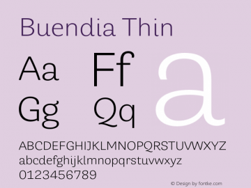 Buendia Thin Version 1.000 Font Sample