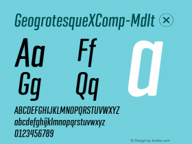 GeogrotesqueXComp-MdIt ☞ Version 1.000;PS 1.0;hotconv 1.0.72;makeotf.lib2.5.5900;com.myfonts.easy.emtype.geogrotesque-extra-compressed.medium-italic.wfkit2.version.4p1e Font Sample