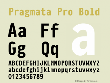 Pragmata Pro Bold Version 0.821; ttfautohint (v0.95) -d Font Sample