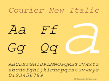 Courier New Italic Version 5.00x Font Sample