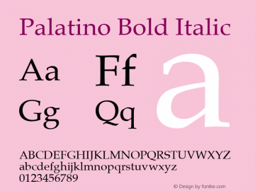 Palatino Bold Italic 11.0d2e1 Font Sample
