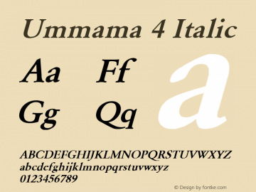 Ummama 4 Italic 1.0 Wed Apr 26 20:09:45 1995图片样张