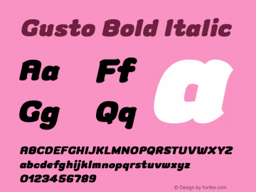 Gusto Bold Italic Version 1.000图片样张