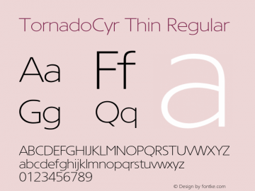 TornadoCyr Thin Regular 001.000 Font Sample