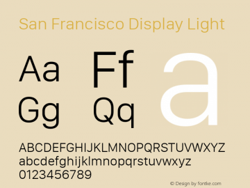 San Francisco Display Light 10.0d27e2--BETA Font Sample