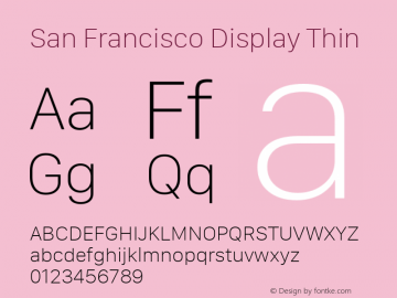 San Francisco Display Thin 10.0d27e2--BETA Font Sample