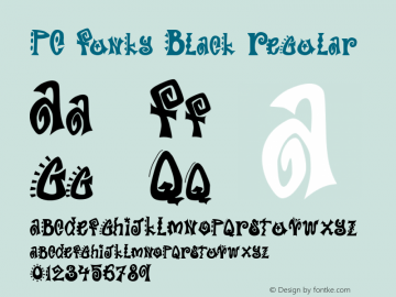 PC Funky Black Regular Macromedia Fontographer 4.1 4/26/2000图片样张