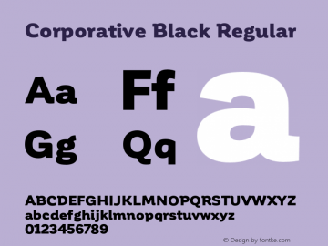 Corporative Black Regular Version 1.000;PS 001.000;hotconv 1.0.70;makeotf.lib2.5.58329图片样张