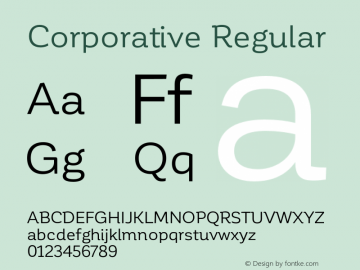 Corporative Regular Version 1.000;PS 001.000;hotconv 1.0.70;makeotf.lib2.5.58329图片样张