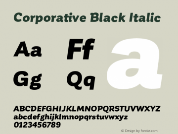 Corporative Black Italic Version 1.000;PS 001.000;hotconv 1.0.70;makeotf.lib2.5.58329图片样张