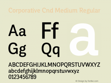 Corporative Cnd Medium Regular Version 1.000;PS 001.000;hotconv 1.0.70;makeotf.lib2.5.58329图片样张