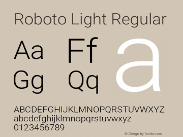 Roboto Light Regular Version 2.001151; 2014图片样张