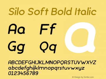 Silo Soft Bold Italic Version 1.000;PS 001.000;hotconv 1.0.70;makeotf.lib2.5.58329;com.myfonts.easy.typeunion.silo-soft.bold-italic.wfkit2.version.4qiy图片样张