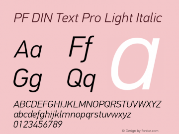 PF DIN Text Pro Light Italic Version 1.000;PS 001.001;hotconv 1.0.56图片样张