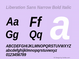 Liberation Sans Narrow Bold Italic Version 1.07.2图片样张