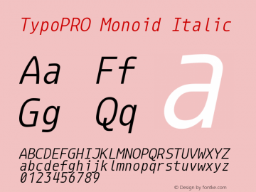 TypoPRO Monoid Italic Version 0.60 Font Sample