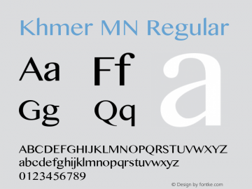 Khmer MN Regular 10.0d1e1 Font Sample