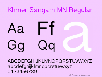 Khmer Sangam MN Regular 10.0d2e1 Font Sample
