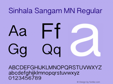 Sinhala Sangam MN Regular 10.0d1e1 Font Sample