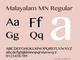 Malayalam MN Regular 10.0d1e1 Font Sample