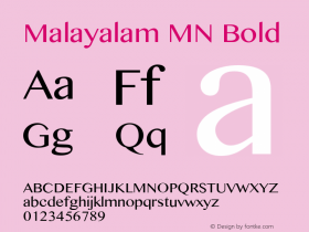 Malayalam MN Bold 10.0d1e1 Font Sample