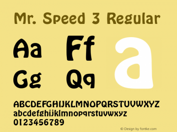 Mr. Speed 3 Regular 1.0 Font Sample