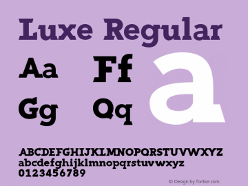 Luxe Regular Version 1.000 Font Sample