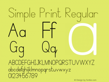 Simple Print Regular 000.000 Font Sample