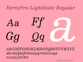 HertzPro-LightItalic Regular Version 7.504; 2015; Build 1022 Font Sample