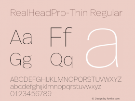 RealHeadPro-Thin Regular Version 7.504; 2015; Build 1020 Font Sample