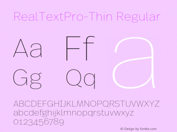 RealTextPro-Thin Regular Version 7.504; 2015; Build 1023 Font Sample