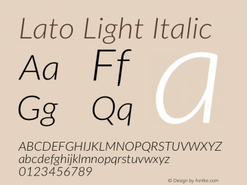 Lato Light Italic Version 2.015; 2015-08-06; http://www.latofonts.com/图片样张