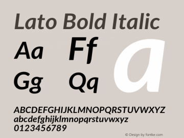 Lato Bold Italic Version 2.015; 2015-08-06; http://www.latofonts.com/ Font Sample
