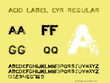 Acid Label Cyr Regular Original: 12/3/2008; Cyrillic: 07/01/2010; Version 1.100图片样张