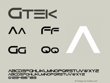 Gtek ☞ Version 1.00 January 17, 2013, initial release;com.myfonts.easy.q-bo.gtek.regular.wfkit2.version.3X2o图片样张