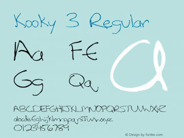 Kooky 3 Regular Converted from C:\TEMP\LEFTYCAS.TF1 by ALLTYPE图片样张