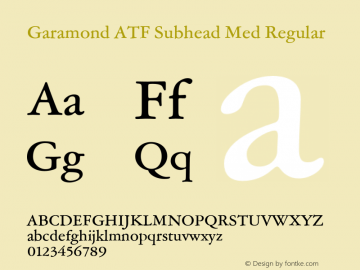 Garamond ATF Subhead Med Regular Version 1.006;PS 001.001;hotconv 1.0.81;makeotf.lib2.5.63406 Font Sample